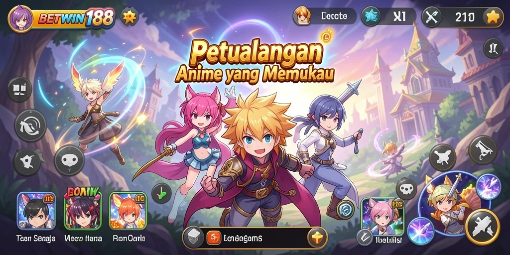 Tampilan gameplay BETWIN188 yang menakjubkan dengan karakter Anime.