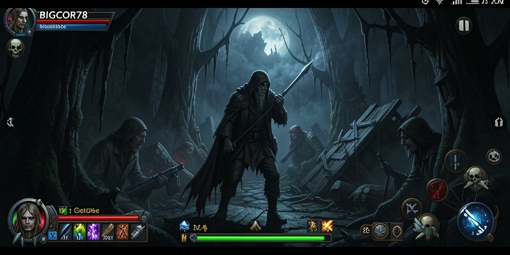 Tampilan gameplay menegangkan di dalam dunia horor yang mendalam.