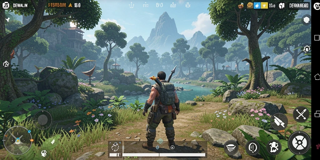 Tangkapan layar gameplay DEWALIN yang menampilkan dunia terbuka yang luas.