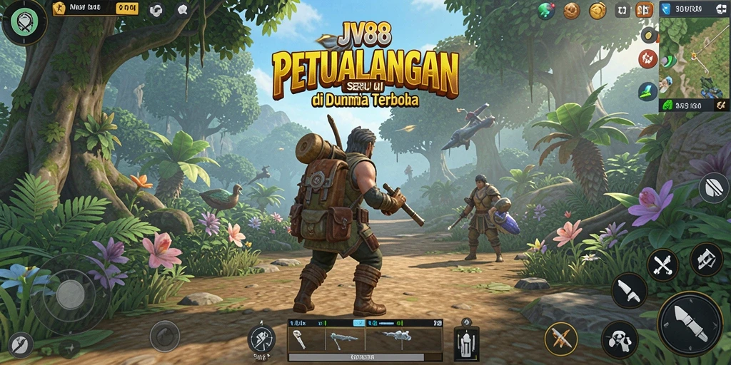 Tampilan gameplay JV88 yang menampilkan dunia terbuka yang luas.