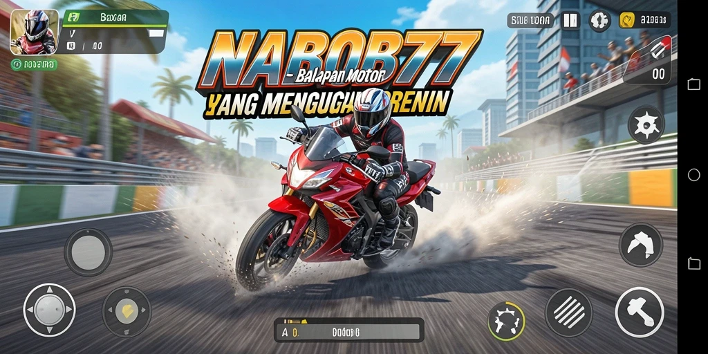 Gameplay NABOB77 yang seru dengan aksi balapan motor yang cepat.