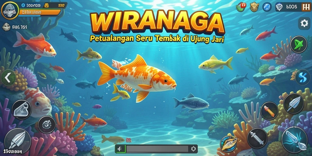Tangkapan layar WIRANAGA menampilkan aksi seru dalam Tembak Ikan.